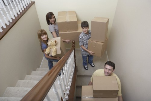 Packed household items and moving preparation for a Deptford relocation